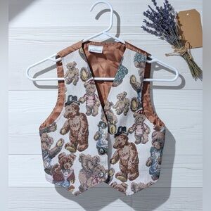 IN DESIGN Toddler Boys Vintage 90’s Teddy Bear Embroidered Tapestry Vest